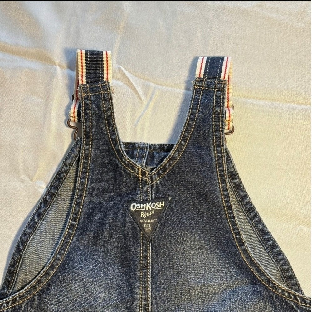 OshKosh Bgosh Kids Dark Wash Denim Vestbak Carpenter Overalls 3T - Picture 4 of 7